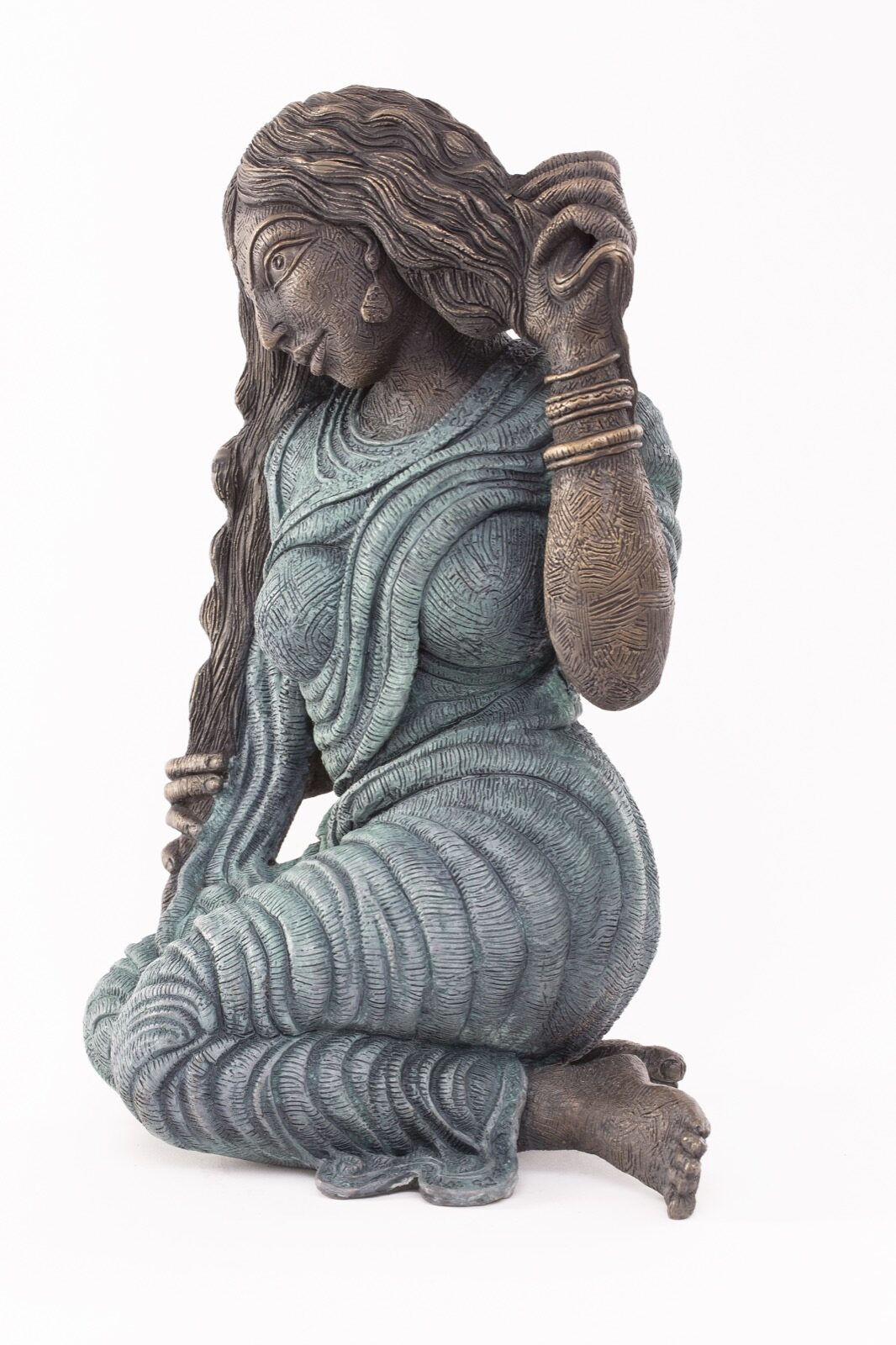 Jogen Chowdhury — bronze figure with verdigris patina